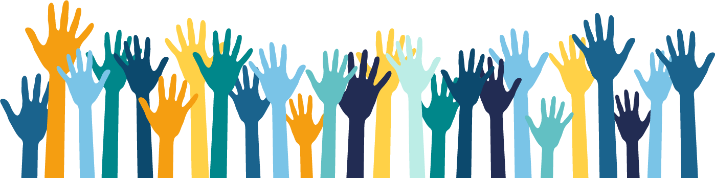 hands raised of various colors