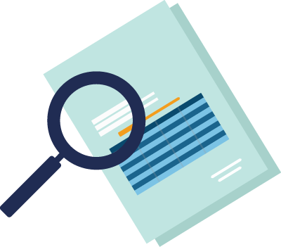 Illustrated magnifying glass on top of paper