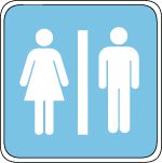 Illustrated man and woman bathroom sign