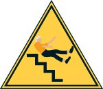 Illustrated man falling down stairs